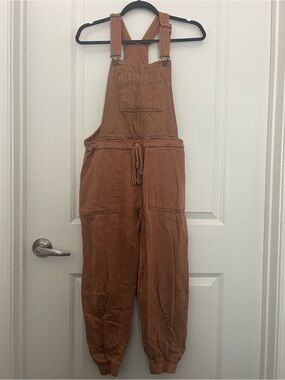 Wallflower Rust Brown Cotton Drawstring Overalls Jumpsuit